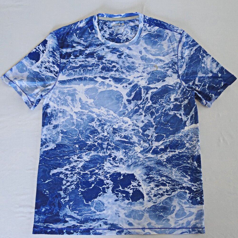 REEL LEGENDS Men M Performance Outfitters Fishing Short Sleeve Shirt Blue White